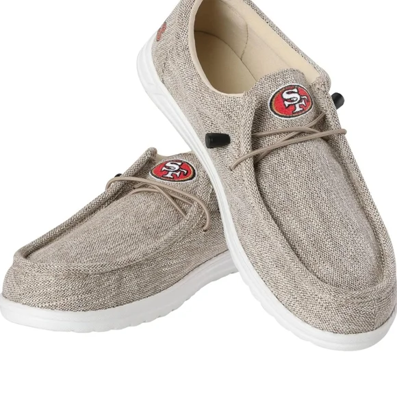 FOCO Men's NFL Team Logo Lightweight Loafers San Francisco 49ers Size S 7/8 NWT - Picture 1 of 16